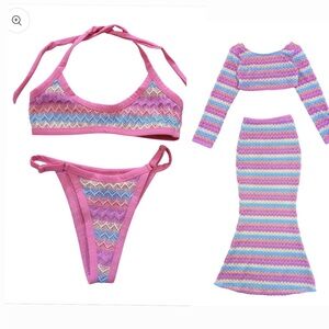 Strawberry milk mob Piper bikini set and coverup